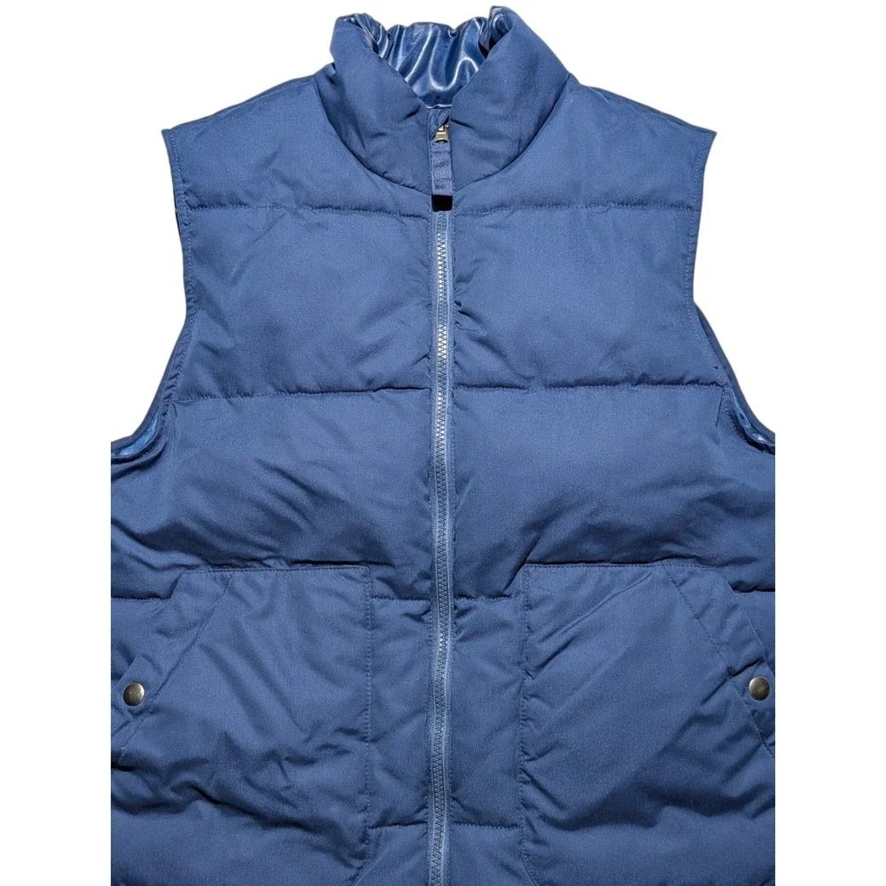 St Johns Bay Puffer Vest Mens Small Blue Quilted Insulated Full Zip Casual‎